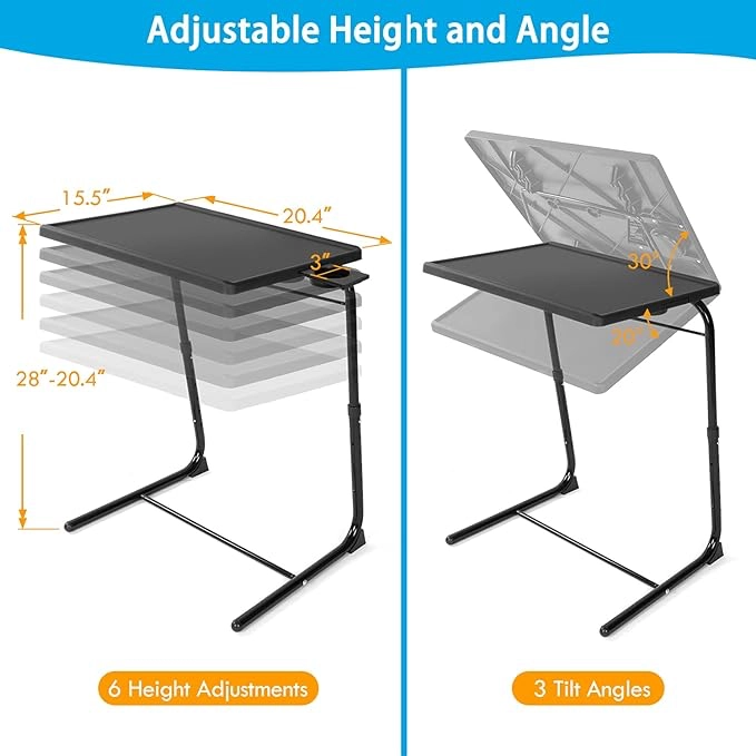 Adjustable TV Tray Tables with adjustable height and angle