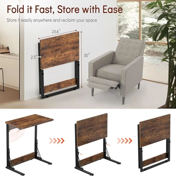 Folding C Shaped End Table