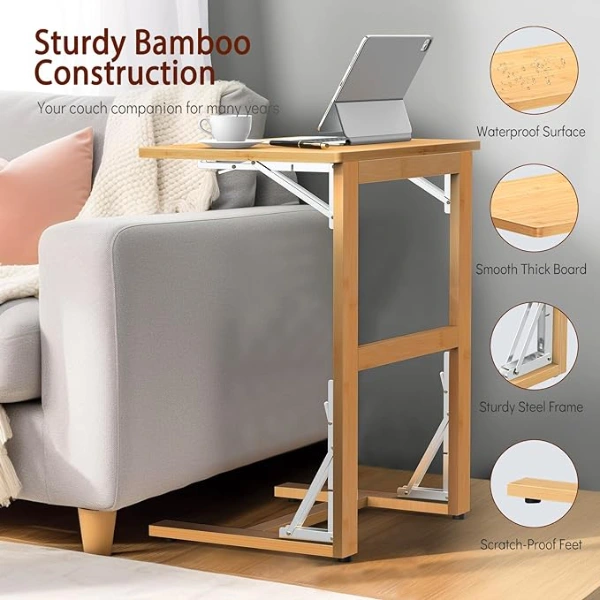 Folding C Shaped End tray Table for outdoors or patio