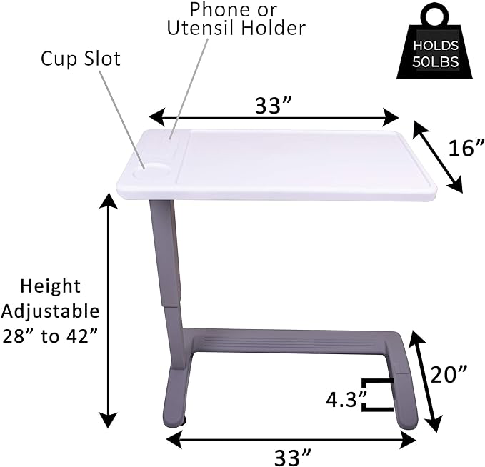 Hospital Overbed Tray Tables with wheels