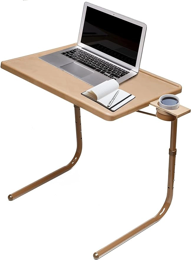 Table Mate II Folding TV Tray Table With Adjustable Angles and Cup Holder