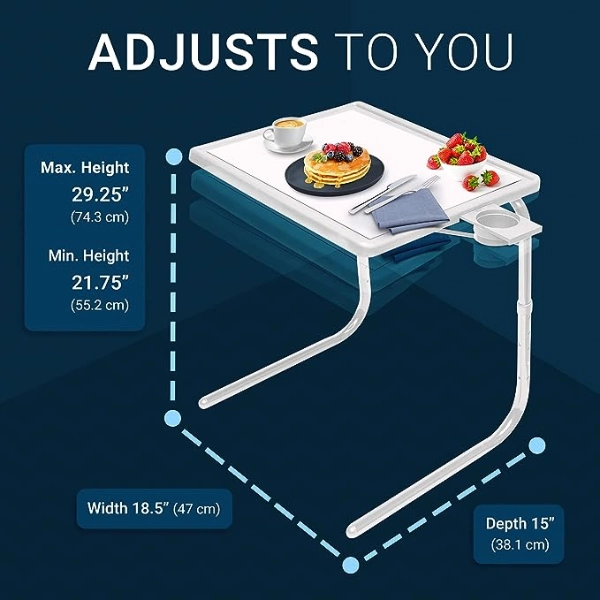 Table Mate II Folding TV Tray Tables and Cup Holder with 6 Height and 3 Angle Adjustments