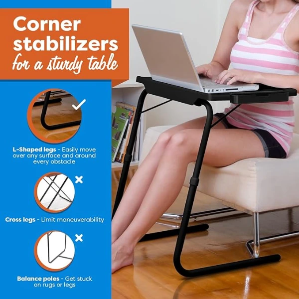 Table Mate II PRO Folding TV Tray Table with Cup Holder and Tablet Slot