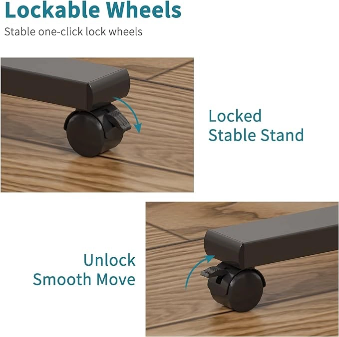 lockable wheels of overbed tray table