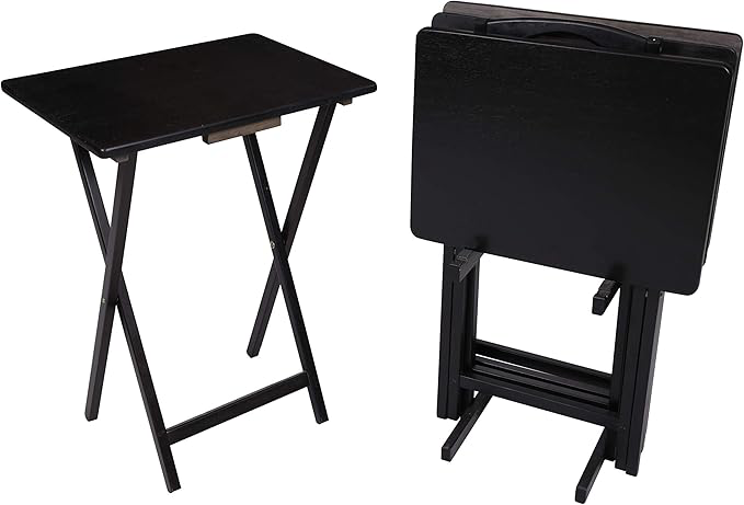 Mainstay Black 5 Piece Folding TV Tray Table Sets