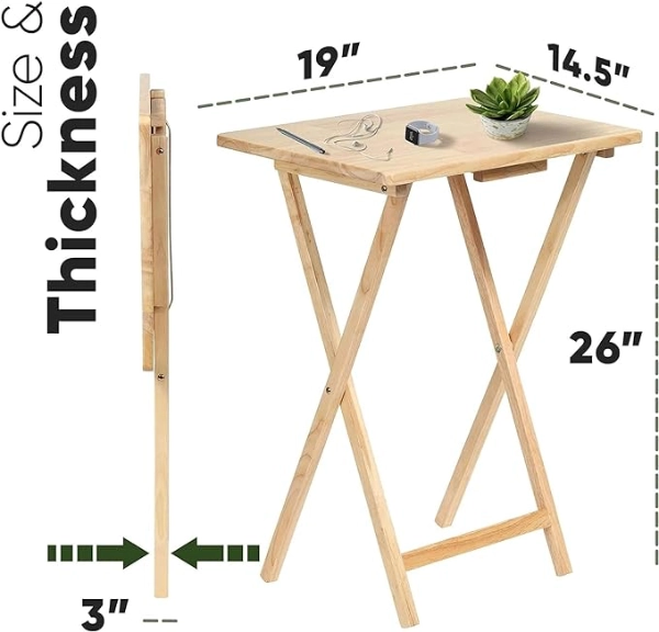 PJ Wood Rectangle Folding Portable TV Snack Serving Tray Table